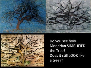 Do you see how
Mondrian SIMPLIFIED
the Tree?
Does it still LOOK like
a tree??
 