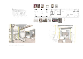 Sketches and Floor Plan with furniture selections.
 