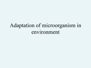 Adaptation of microorganism in
environment
 