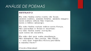 ANÁLISE DE POEMAS
 