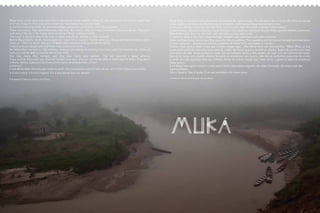 Muka Voini is the most important man in the history of our creation. It was he who named all rivers in our region and     Muká Voini é o homem mais importante da história da nossa criação. Foi ele quem deu o nome de todos os rios da
all of the Gregório River tributaries where the Yawanawás have always lived.                                              nossa região e de todos os afluentes do rio Gregório, onde o povo Yawanawá sempre viveu.
In his final moments of life, he said that halfway across the world there were other peoples.                             E nos seus últimos momentos de vida, falou que do outro lado do mundo existiam outros povos.
There were many. They were thousands. Like ants, like anthills, they don’t stay uncovered at birth as we do. They don’t   E eram muitos. Eles eram milhares. Como formigas. Formigueiros, não ficam de pele limpa quando nascem, como nós.
walk about like us, in the forest, without taking it down, without cutting.                                               Não andam que nem nós, no mato, sem derrubar a mata, sem cortar.
Their path is equal to that of the ants: it clears everything, destroy in order to build.                                 O caminho deles é que nem o das formigas: limpam tudo, destroem tudo para construir.
Before Muka Voini’s death, his youngest son made him a request: “Father, when you die go ask these people to come         Antes de Muká Voini morrer, seu filho caçula lhe fez um pedido: “Pai, quando o senhor morrer, vá pedir para esse povo
meet us.” After his death, the spirit of Muka Voini travelled halfway across the world.                                   vir nos conhecer.” Depois que morreu, o espírito de Muká Voini atravessou o mundo.
It went to those people and told them they could come here…                                                               Passou nesse povo e disse a eles que podiam chegar aqui... Mas Muká Voini nos recomendou: “Meus filhos, já que
But Muka Voini warned us: “My children, since you are asking me to bring them here, don’t let there be war. Unite. As     vocês estão pedindo para eles virem para cá, então não façam guerra, tornem-se aliados. Assim vão poder viver bem
such, you will be able to live the rest of your lives.                                                                    pelo resto da vida. Vocês podem se casar com as mulheres deles, e eles podem se casar com as mulheres de vocês.
You may marry their women, and they may marry your women. This will become a great alliance.                              Isso vai se tornar uma grande aliança. Se vocês os receberem com guerra, eles vão se multiplicar para cima de vocês,
If you receive them with war, they will multiply over you, and you will not be able to stand against them. They are in    e vocês não vão aguentar. Eles são milhões. Antes de Cabral chegar aqui nesta terra, a gente já sabia da existência
millions. Before Cabral arrived here on this land, we already knew of their                                               desse povo”.
existence”.                                                                                                               E foi Muká Voini quem trouxe o muka para a terra, essa planta sagrada, da nossa formação, da nossa mais alta
It was Muka Voini who brought muka to earth, this sacred plant, part of who we are, and of the highest spirituality.      espiritualidade.
It is not a story. It is not a legend. It is a true being from our people.                                                Não é história. Não é lenda. É um ser verdadeiro do nosso povo.

                                                                                                                          A lenda do Muká contada pelo cacique Biraci
The legend of Muká as told by chief Biraci




                                                                                                                           muká
 