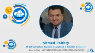 Ahmed Fakhry
IT Infrastructure Presales Consultant & Solution Architect
Cloud Architect , CCNP , CCDP , MCITP , VCP , EMCIE , EMCTA ,ITIL, AWSCSA
 