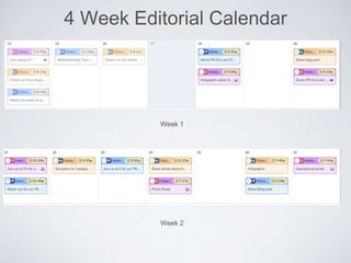 Week 1
Week 2
4 Week Editorial Calendar
 