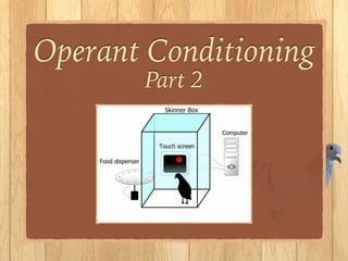Operant Conditioning
Part 2
!
!
!
!
 