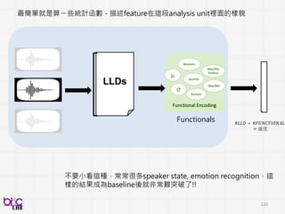 120
在human computing (signal為主) research
Data & algorithm go hand-in-hand
改變速度非常快
Algorithms
 