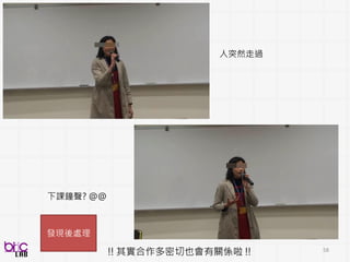 58
此項目在整個評估過程中，以
任何溝通模式出現的相互向交
流出現之絕對數目、以及它在
各種當前情境中的分佈。
廣泛的使用口語或非口語行為
以達到社會交流(看起來要有相
互性意圖、給意見、評論、或
是非口語行為
有些相互性社會溝通，但其頻
率或數量、或是出現該行為的
情境數目較少(不論其非社交性
談話)
大多數溝通以物品導向、或是
對問去回答、仿說、無特定執
迷、無社交性聊天
Qualitative description
 