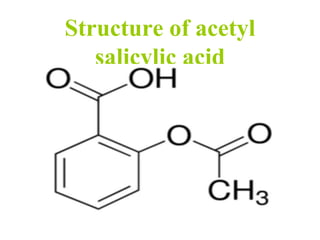 Structure of acetyl
salicylic acid
 