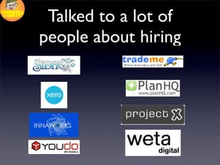 Talked to a lot of
people about hiring
 