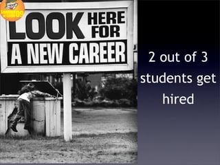 2 out of 3
students get
   hired
 