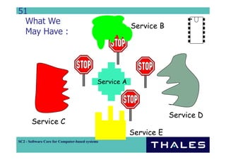 51
  What We
                                                         Service B
  May Have :




                                             Service A




                                                                     Service D
       Service C
                                                         Service E
SC2 - Software Core for Computer-based systems