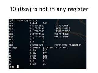 10 (0xa) is not in any register
 