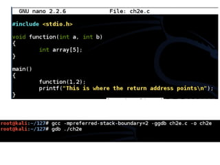 CNIT 127 Ch 2: Stack overflows on Linux