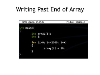 Writing Past End of Array
 