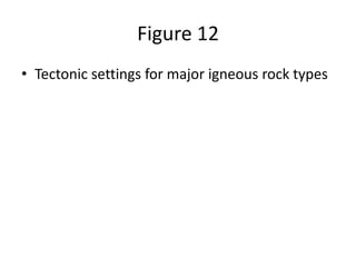 Figure 12
• Tectonic settings for major igneous rock types
 