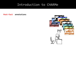 Introduction to CHARMe
Post-fact annotations
 