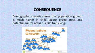 CONSEQUENCE
Demographic analysis shows that population growth
is much higher in child labour prone areas and
potential source areas of child trafficking
 