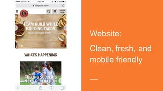 Website:
Clean, fresh, and
mobile friendly
 