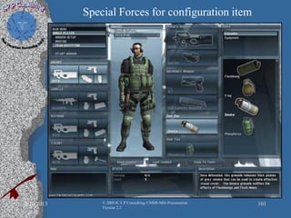 Special Forces for configuration item
2/10/2013 © 2008 K.V.P Consulting; CMMI-Mils Presentation
Version 2.2
101
 