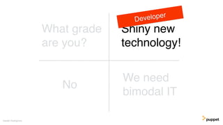 No
Gareth Rushgrove
Shiny new
technology!
We need
bimodal IT
What grade
are you?
Developer
 