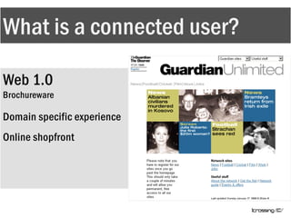 What is a connected user?Web 1.0 Brochure wareDomain specific experienceOnline shopfront