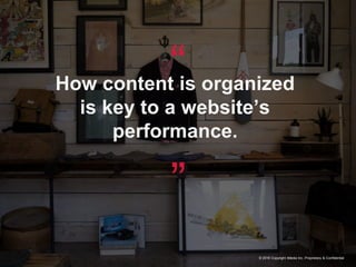 © 2016 Copyright iMedia Inc. Proprietary & Confidential
“How content is organized
is key to a website’s
performance.“
 