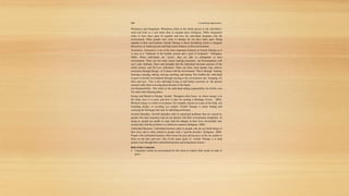 154 Counseling Approaches
Wholeness and Integration: Wholeness refers to the whole person or the individual’s
mind and body as a unit rather than as separate parts (Seligman, 2006). Integration
refers to how these parts fit together and how the individual integrates into the
environment. Often people who come to therapy do not have these parts fitting
together in their environment, Gestalt Therapy is about facilitating clients to integrate
themselves as whole persons and help restore balance in their environment.
Awareness: Awareness is one of the most important elements in Gestalt Therapy as it
is seen as a “hallmark of the healthy person and a goal of treatment” (Seligman,
2006). When individuals are ‘aware’, they are able to selfregulate in their
environment. There are two main causes lacking awareness (a) Preoccupation with
one’s past, fantasies, flaws and strengths that the individual becomes unaware of the
whole picture, and (b) Low selfesteem. There are three ways people may achieve
awareness through therapy (i) Contact with the environment This is through looking,
listening, touching, talking, moving, smelling, and tasting. This enables the individual
to grow in his/her environment through reacting to the environment and changing. (ii)
Here and now This is the individual living in and being conscious at the present
moment rather than worrying about the past or the future.
(iii) Responsibility This refers to the individual taking responsibility for his/her own
life rather than blaming others.
Energy and Blocks to Energy: Gestalt Therapists often focus on where energy is in
the body, how it is used, and how it may be causing a blockage (Corey, 2005).
Blocked energy is a form of resistance, for example, tension in a part of the body, not
breathing deeply, or avoiding eye contact. Gestalt Therapy is about finding and
releasing the blockages that may be inhibiting awareness.
Growth Disorders: Growth disorders refer to emotional problems that are caused by
people who lack awareness and do not interact with their environment completely. In
doing so, people are unable to cope with the changes in their lives successfully and,
instead deal with the problems in a defensive manner (Seligman, 2006).
Unfinished Business: Unfinished business refers to people who do not finish things in
their lives and is often related to people with a ‘growth disorder’ (Seligman, 2006).
People with unfinished business often resent the past and because of this are unable to
focus on the here and now. One of the major goals of Gestalt Therapy is to help
people work through their unfinished business and bring about closure.
Role of the Counselor
 Counselor creates an environment for the client to explore their needs in order to
grow.
 