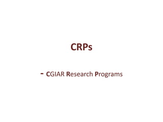 CRPs
- CGIAR Research Programs
 