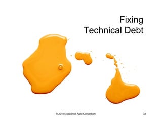 Fixing
Technical Debt
© 2015 Disciplined Agile Consortium 32
 