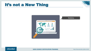 DATA SCIENCE CERTIFICATION TRAINING https://www.edureka.co/data-science
It’s not a New Thing
Statistics
 