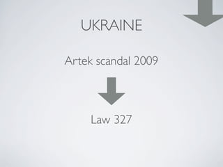 UKRAINE
Artek scandal 2009
Law 327
 