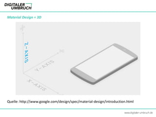 Material Design = 3D
Quelle: http://www.google.com/design/spec/material-design/introduction.html
www.digitaler-umbruch.de
 