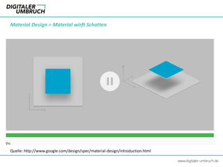 Material Design = Material wirft Schatten
Quelle: http://www.google.com/design/spec/material-design/introduction.html
www.digitaler-umbruch.de
 