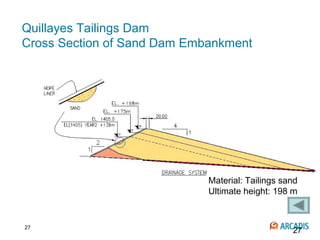 27
27
Quillayes Tailings Dam
Cross Section of Sand Dam Embankment
Material: Tailings sand
Ultimate height: 198 m
 