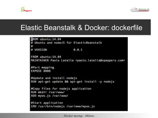 Elastic Beanstalk & Docker: dockerfile 
Docker meetup - Milano 
 