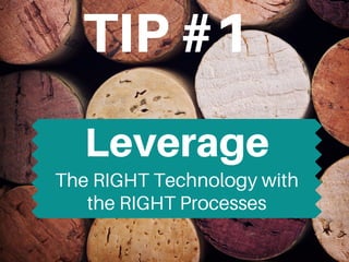 The RIGHT Technology with
the RIGHT ProcessesBalance
TIP#1
Leverage
 