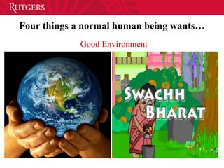 Four things a normal human being wants…
Good Environment
 