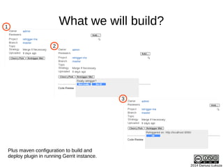 2014 Dariusz Łuksza
What we will build?1
2
3
Plus maven configuration to build and
deploy plugin in running Gerrit instance.
 