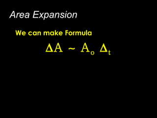 Area Expansion We can make Formula   A    A o    t 