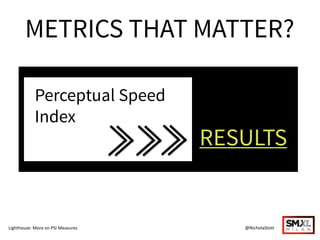 METRICS THAT MATTER?
Perceptual Speed
Index
RESULTS
@NicholaStottLighthouse: More on PSI Measures
 