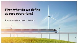 First, what do we define
as core operations?
That depends in part on your industry.
 