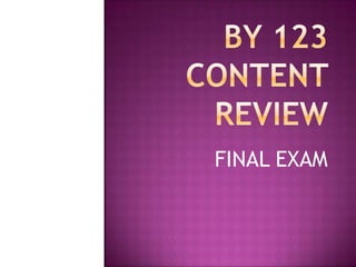 BY 123 Content ReviewFINAL EXAM