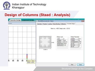 Indian Institute of Technology 
Kharagpur 
Design of Columns (Staad : Analysis) 
Structural Design of the Complex 
 