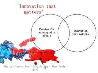 ‘Innovation that
matters’
Medical innovation > Bioprinting > What fuels
life?
Passion for
working with
people
Innovation
that matters
 