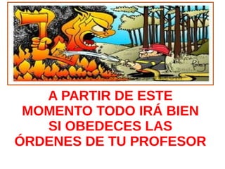 A PARTIR DE ESTE
 MOMENTO TODO IRÁ BIEN
   SI OBEDECES LAS
ÓRDENES DE TU PROFESOR
 