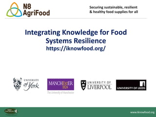 19 www.N8AgriFood.ac.uk
Securing sustainable, resilient
& healthy food supplies for all
Integrating Knowledge for Food
Systems Resilience
https://iknowfood.org/
www.iknowfood.org
 