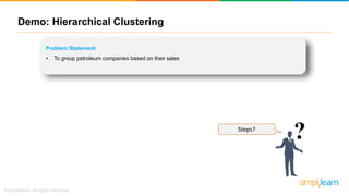 Demo: Hierarchical Clustering
Problem Statement
• To group petroleum companies based on their sales
?Steps?
 