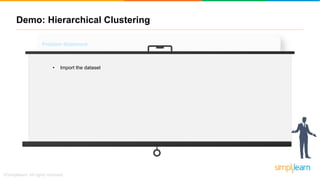 Demo: Hierarchical Clustering
Problem Statement
• To group petroleum companies based on their sales
Steps?
• Import the dataset
 