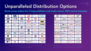 Unparalleled Distribution Options
Reach across endless list of large publishers and media owners, DSP’s and ad networks.
Certified and partnered with the top 25 global Ad Networks and
over 50 premium publishers
AdCreator is the most widely used creative, analytics and
optimization technology for display and video advertising
 