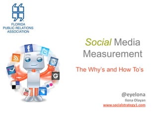 Social Media MeasurementThe Why’s and How To’s@eyelonaIlona Olayanwww.socialstrategy1.com