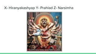 X- Hiranyakashyap Y- Prahlad Z- Narsimha
 